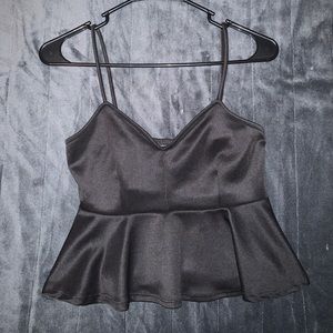 Black peplum crop tank